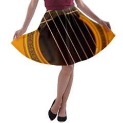 Vintage Guitar Acustic A-line Skater Skirt by Nexatart