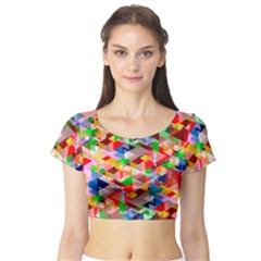 Background Abstract Short Sleeve Crop Top (tight Fit) by Amaryn4rt