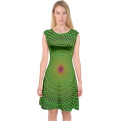 Green Fractal Simple Wire String Capsleeve Midi Dress by Amaryn4rt