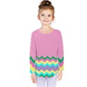 Easter Chevron Pattern Stripes Kids  Long Sleeve Tee View1