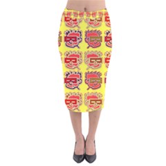 Funny Faces Velvet Midi Pencil Skirt by Amaryn4rt