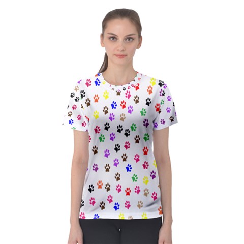 Paw Prints Background Women s Sport Mesh Tee by Amaryn4rt