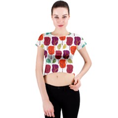 Tree Pattern Background Crew Neck Crop Top by Amaryn4rt