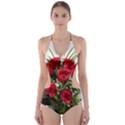 Red Roses Roses Red Flower Love Cut-Out One Piece Swimsuit View1