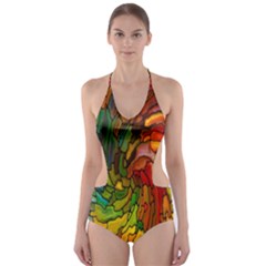 Stained Glass Patterns Colorful Cut-out One Piece Swimsuit by Amaryn4rt