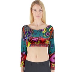 Patchwork Collage Long Sleeve Crop Top by Simbadda