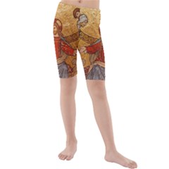 Gold Jesus Kids  Mid Length Swim Shorts by boho