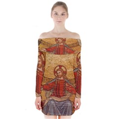 Gold Jesus Long Sleeve Off Shoulder Dress by boho