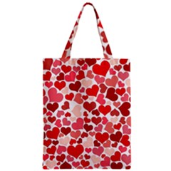 Red Hearts Zipper Classic Tote Bag by boho