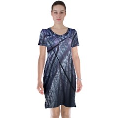 Fractal Art Picture Definition  Fractured Fractal Texture Short Sleeve Nightdress by Simbadda