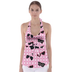 Pisunglass Tech Pink Pattern Babydoll Tankini Top by Simbadda