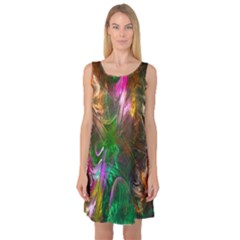 Fractal Texture Abstract Messy Light Color Swirl Bright Sleeveless Satin Nightdress by Simbadda