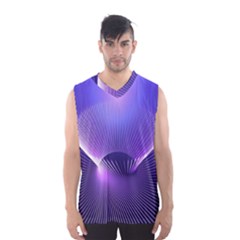 Abstract Fractal 3d Purple Artistic Pattern Line Men s Basketball Tank Top by Simbadda