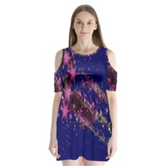 Stars Abstract Shine Spots Lines Shoulder Cutout Velvet  One Piece by Simbadda