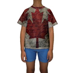 Canada Flag Kids  Short Sleeve Swimwear by Valentinaart