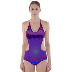Binary Code Optical Illusion Rotation Cut-out One Piece Swimsuit by Simbadda