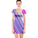 Line Obliquely Pink Short Sleeve Bodycon Dress View1