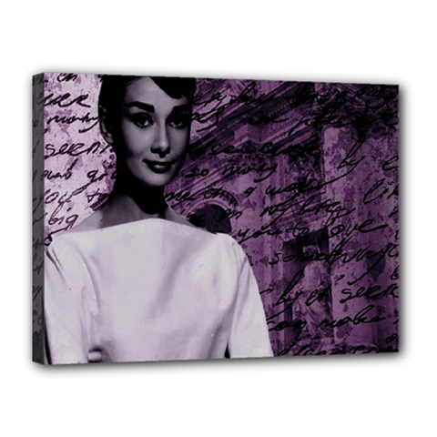 Audrey Hepburn Canvas 16  X 12  by Valentinaart