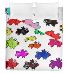 Fishes Marine Life Swimming Water Duvet Cover Double Side (queen Size) by Simbadda