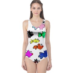 Fishes Marine Life Swimming Water One Piece Swimsuit by Simbadda