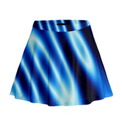 Grunge Blue White Pattern Background Mini Flare Skirt by Simbadda