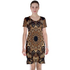 3d Fractal Art Short Sleeve Nightdress by Simbadda