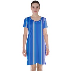 Color Stripes Blue White Pattern Short Sleeve Nightdress by Simbadda