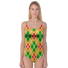 Colorful Color Pattern Diamonds Camisole Leotard  by Simbadda