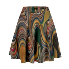 Swirl Colour Design Color Texture High Waist Skirt by Simbadda