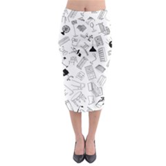 Furniture Black Decor Pattern Midi Pencil Skirt by Simbadda