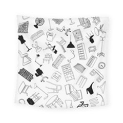 Furniture Black Decor Pattern Square Tapestry (small) by Simbadda