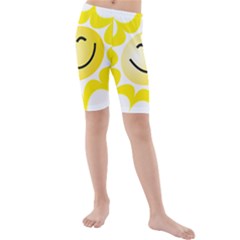 The Sun A Smile The Rays Yellow Kids  Mid Length Swim Shorts by Simbadda