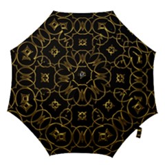 Black And Gold Pattern Elegant Geometric Design Hook Handle Umbrellas (medium) by yoursparklingshop