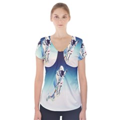 Astronaut Short Sleeve Front Detail Top by Simbadda