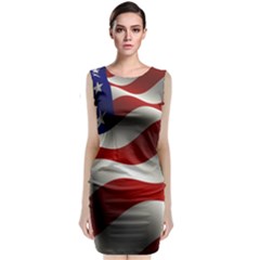 Flag United States Stars Stripes Symbol Classic Sleeveless Midi Dress by Simbadda