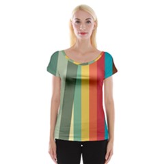 Texture Stripes Lines Color Bright Women s Cap Sleeve Top by Simbadda