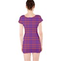 Pattern Plaid Geometric Red Blue Short Sleeve Bodycon Dress View2