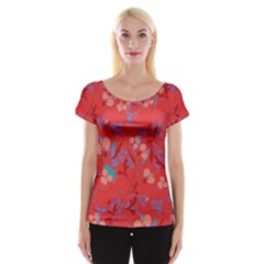 Floral Pattern Women s Cap Sleeve Top by Valentinaart