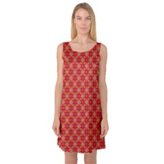 Abstract Seamless Floral Pattern Sleeveless Satin Nightdress by Simbadda