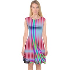 Fractal Tree Capsleeve Midi Dress by Simbadda