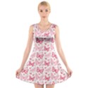 Cute Pink Flowers And Butterflies pattern  V-Neck Sleeveless Skater Dress View1