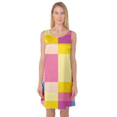 Colorful Squares Background Sleeveless Satin Nightdress by Simbadda