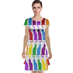 Rainbow Colorful Cats Wallpaper Pattern Cap Sleeve Nightdress by Simbadda