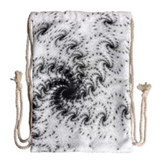 Fractal Black Spiral On White Drawstring Bag (large) by Amaryn4rt