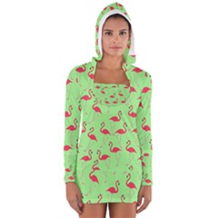 Flamingo Pattern Women s Long Sleeve Hooded T-shirt by Valentinaart