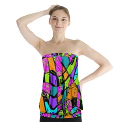 Abstract Art Squiggly Loops Multicolored Strapless Top by EDDArt