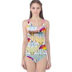 Rainbow Pony  One Piece Swimsuit by Valentinaart