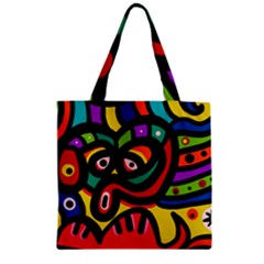 A Seamless Crazy Face Doodle Pattern Zipper Grocery Tote Bag by Amaryn4rt