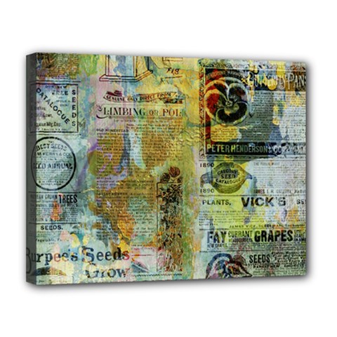 Old Newspaper And Gold Acryl Painting Collage Canvas 14  X 11  by EDDArt