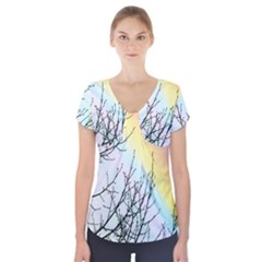 Rainbow Sky Spectrum Rainbow Colors Short Sleeve Front Detail Top by Amaryn4rt